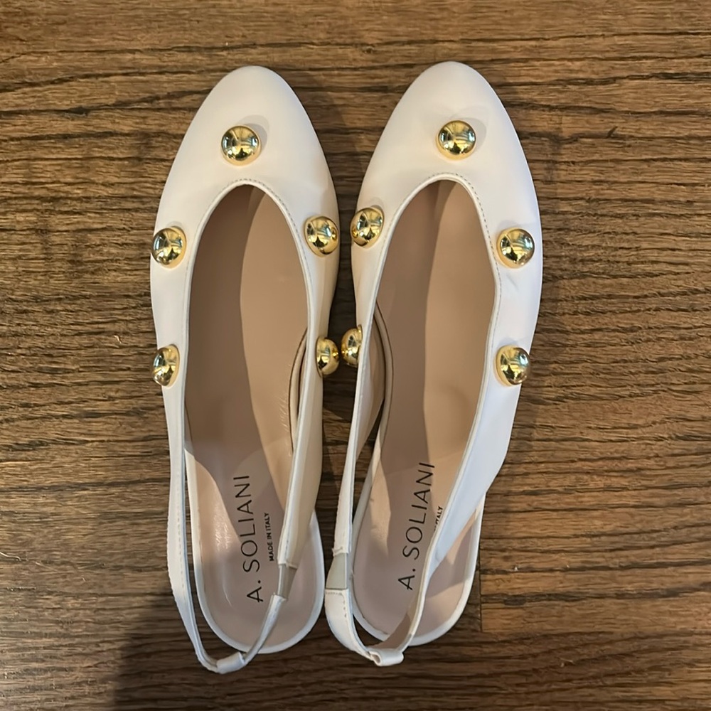 A.Soliani Elba Ivory Studded Flats